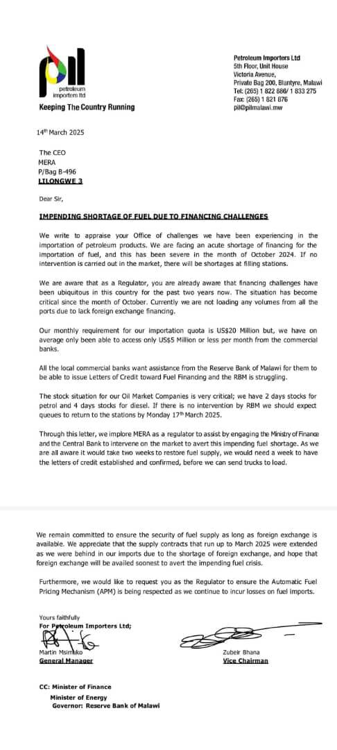 No letter from Petroleum Importers Limited to MERA on ‘impending fuel scarcity’